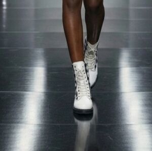 Stylish White Lace-Up Ankle Boots